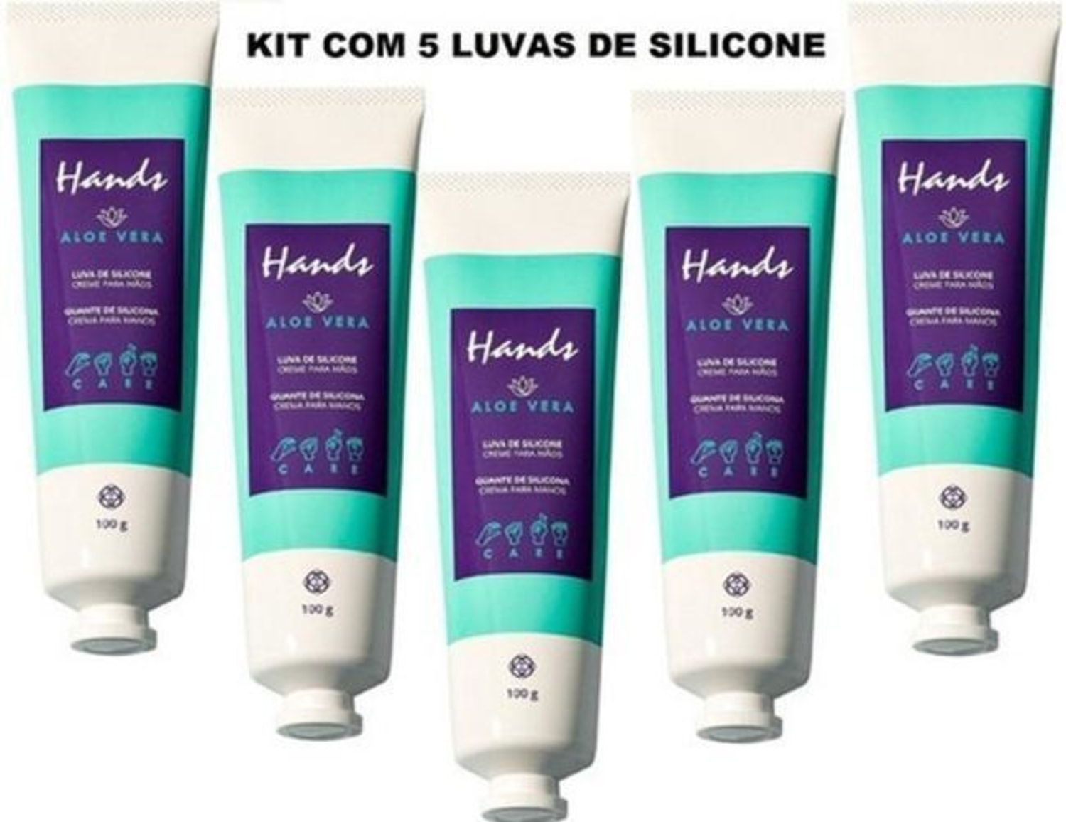 Combo Luvas De Silicone Com Aloe Vera Hinode Original 100g 5 Unidades