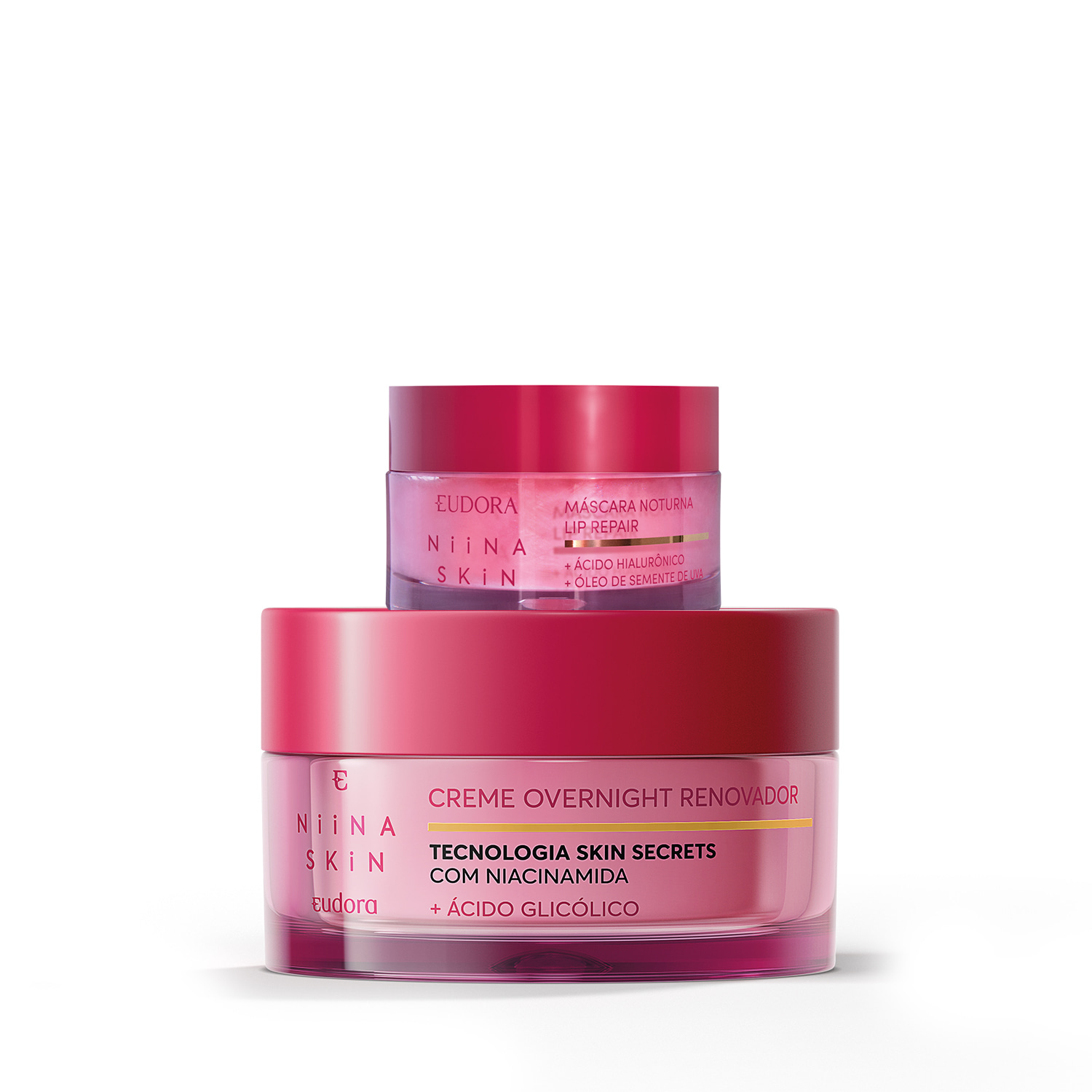 Combo Niina Secrets Skin Creme Hidratante 45g Máscara Labial 9g