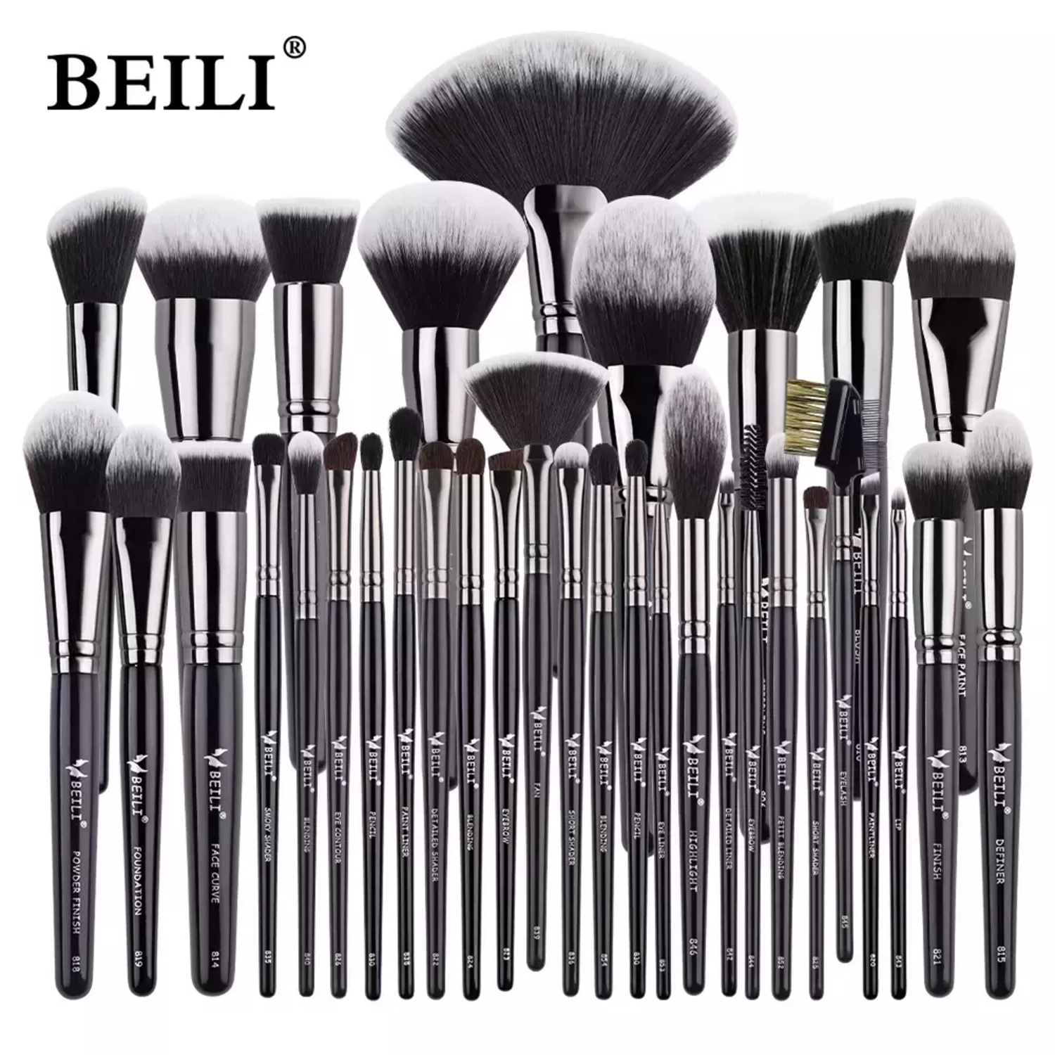 Conjunto Pincel BEILI BX-S35 Profissional Premium Maquiagem 35 Pcs