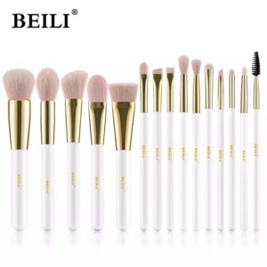 Conjunto Pincel BEILI WG Profissional Maquiagem Sombra e Pó 15 peças