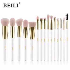 Conjunto Pincel BEILI WG-15 Profissional de Maquiagem Sintético 15 peças
