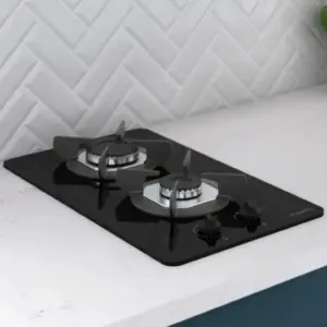 Cooktop Gás 2 Bocas Fogatti Vidro Preto Safe 27001201