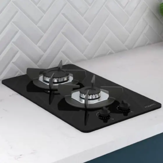 Cooktop Gás 2 Bocas Fogatti Vidro Preto Safe 27001201