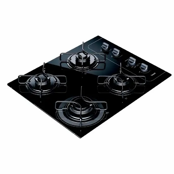 Cooktop Gás 4 Bocas Consul Botão Controle Fácil Mesa de Vidro Preto Bivolt CD060AE