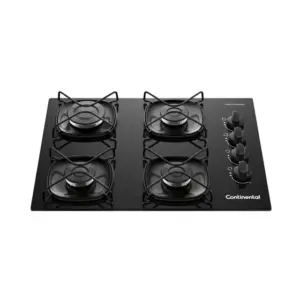 Cooktop Gás 4 Bocas Continental Mesa de Vidro Preto Acendimento Automático KC4GR Cooktop Gás 4 Bocas Continental Mesa de Vidro Preto Acendimento Automático KC4GR