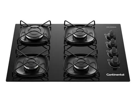 Cooktop Gás 4 Bocas Continental Preto KC4GR