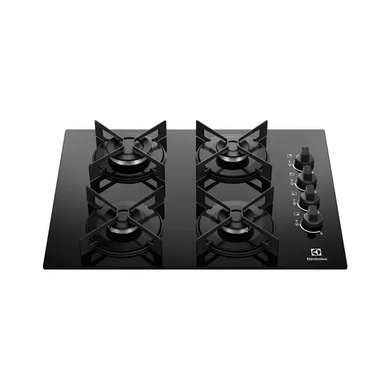 Cooktop a Gás Electrolux 4 Bocas Mesa de Vidro Grade de Aço Fosco Efficient KE4GR