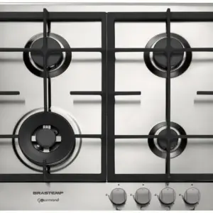 Cooktop Gás 4 Bocas Brastemp Inox Acendimento Automático Natural e GLP Gourmand BDK60DR