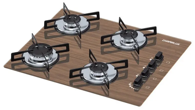 Cooktop Gás 4 Bocas Chamalux Ultra Chama Amadeirado Escuro Bivolt