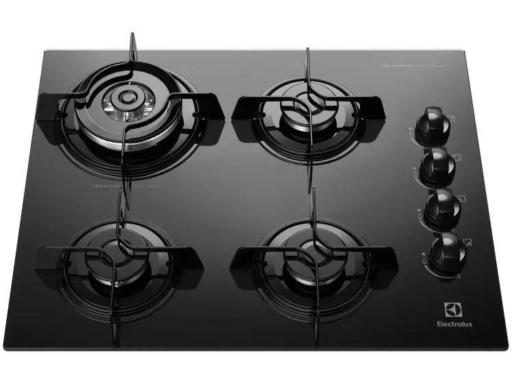 Cooktop Gás 4 Bocas Electrolux Preto Tripla Chama GLP KE4TP