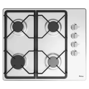Cooktop a Gás Philco 4 Bocas Automático Mesa de Inox Alumínio PCT04I