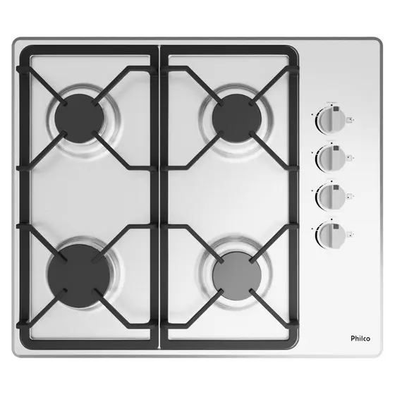 Cooktop a Gás Philco 4 Bocas Automático Mesa de Inox Alumínio PCT04I