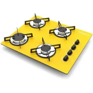 Cooktop Gás 4 Bocas Chamalux Ultra Chama Vidro Temperado Acendimento Automático Queimador Ultrarrápido Amarelo Bivolt Cooktop Gás 4 Bocas Chamalux Ultra Chama Vidro Temperado Acendimento Automático Queimador Ultrarrápido Amarelo Bivolt