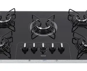 Cooktop Gás 5 Bocas Consul Metal e Vidro Bivolt 73x46cm Cooktop Gás 5 Bocas Consul Metal e Vidro Bivolt 73x46cm