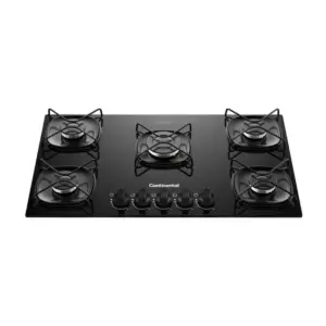 Cooktop Gás 5 Bocas Continental Mesa de Vidro Preto Acendimento Automático KC5GR Cooktop Gás 5 Bocas Continental Mesa de Vidro Preto Acendimento Automático KC5GR