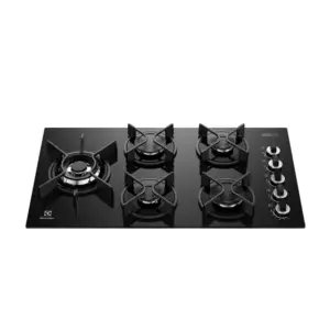 Cooktop Gás 5 Bocas Electrolux Mesa de Vidro Grade de Ferro Fundido Expert ChamaPrecisa KE5GW Cooktop Gás 5 Bocas Electrolux Mesa de Vidro Grade de Ferro Fundido Expert ChamaPrecisa KE5GW