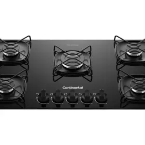 Cooktop Gás 5 Bocas Continental Preto GLP KC5GR Cooktop Gás 5 Bocas Continental Preto GLP KC5GR
