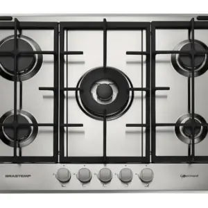 Cooktop Gás 5 Bocas Brastemp Inox Acendimento Automático Natural e GLP Gourmand BDK75DR Cooktop Gás 5 Bocas Brastemp Inox Acendimento Automático Natural e GLP Gourmand BDK75DR