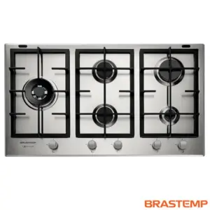 Cooktop Gás 5 Bocas Brastemp Inox Duplachama Trempe de Ferro Fundido Gourmand BDK90DR Cooktop Gás 5 Bocas Brastemp Inox Duplachama Trempe de Ferro Fundido Gourmand BDK90DR