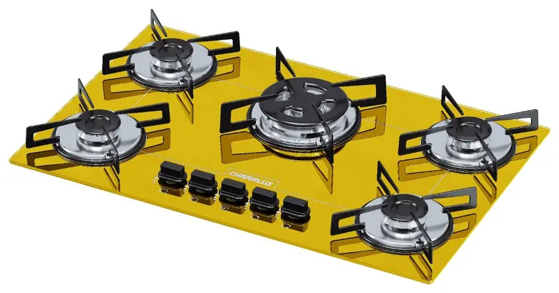 Cooktop Gás 5 Bocas Chamalux Tripla Chama Amarelo Bivolt