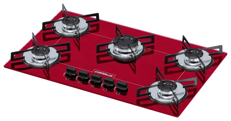 Cooktop Gás 5 Bocas Chamalux Ultra Chama Vermelho Bivolt