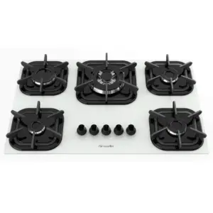 Cooktop Gás 5 Bocas Mueller Queimador Tripla Chama Branco Bivolt Cooktop Gás 5 Bocas Mueller Queimador Tripla Chama Branco Bivolt