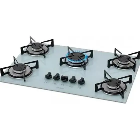 Cooktop Gás 5 Bocas Fischer Acendimento Superautomático Branco