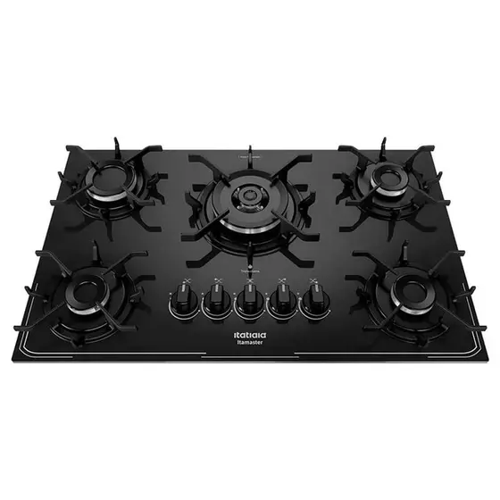 Cooktop Gás 5 Bocas Itatiaia Vidro Temperado Tripla Chama Preto Bivolt Itamaster 3700000343