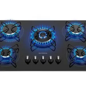 Cooktop Gás 5 Bocas Mondial Preto Tripla Chama GLP CTG-03 Cooktop Gás 5 Bocas Mondial Preto Tripla Chama GLP CTG-03
