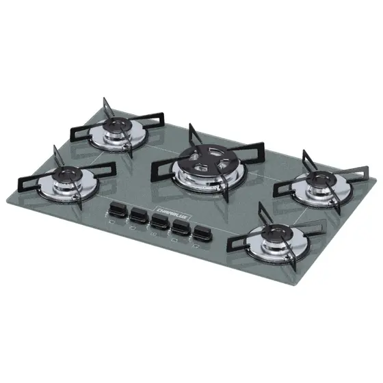 Cooktop Gás 5 Bocas Chamalux Tripla Chama Cinza