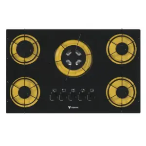 Cooktop Gás 5 Bocas Venax Preto Amarelo GLP Arena Cooktop Gás 5 Bocas Venax Preto Amarelo GLP Arena