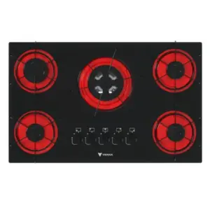 Cooktop Gás 5 Bocas Venax Preto Vermelho GLP Arena Cooktop Gás 5 Bocas Venax Preto Vermelho GLP Arena