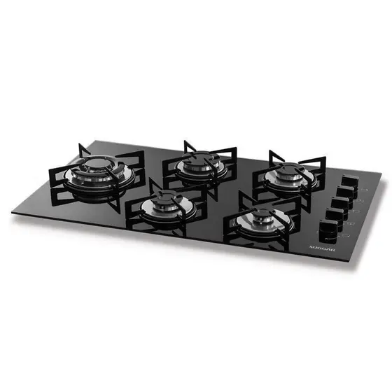 Cooktop Gás 5 Bocas Suggar Vidro Preto FG5535VP