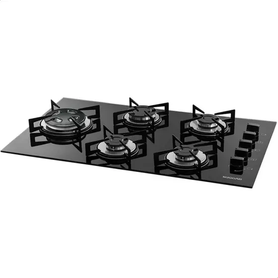 Cooktop Gás 5 Bocas Suggar Vidro Preto FG5535VP