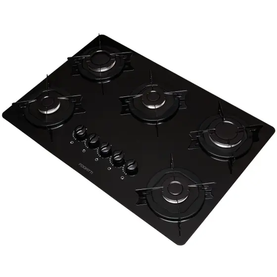 Cooktop Gás 5 Bocas Fogatti Vidro Preto
