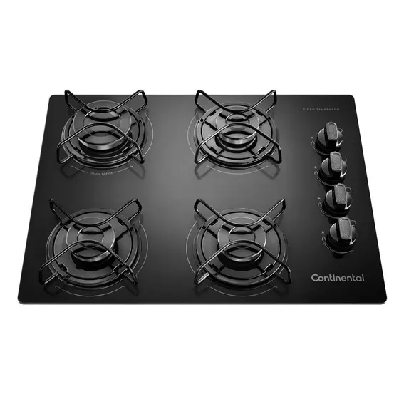Cooktop Gás 4 Bocas Continental Mesa de Vidro Temperado KC4GP