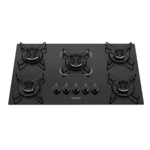 Cooktop Gás 5 Bocas Itatiaia Mesa de Vidro Temperado Preto Bivolt Essencial Cooktop Gás 5 Bocas Itatiaia Mesa de Vidro Temperado Preto Bivolt Essencial
