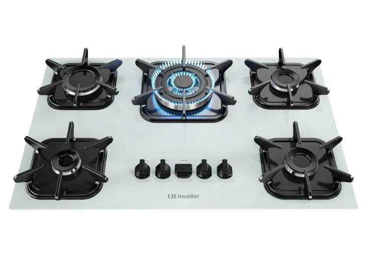 Cooktop Gás 5 Bocas Mueller Tripla Chama Branco Bivolt G5