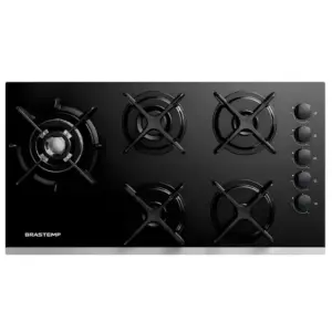 Cooktop Gás 5 Bocas Brastemp Vidro Painel Mecânico Black Inox Eclipse Collection BDD86AP Cooktop Gás 5 Bocas Brastemp Vidro Painel Mecânico Black Inox Eclipse Collection BDD86AP