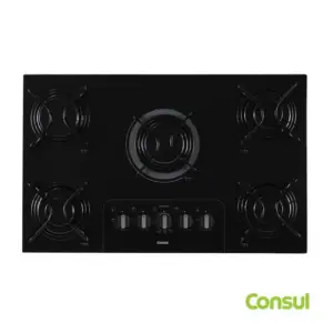Cooktop Gás 5 Bocas Consul Acendimento Super Automático Preto CD075AE Cooktop Gás 5 Bocas Consul Acendimento Super Automático Preto CD075AE