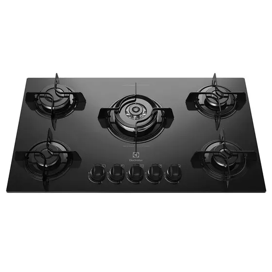 Cooktop Gás 5 Bocas Electrolux Tripla Chama Mesa de Vidro Preto Bivolt