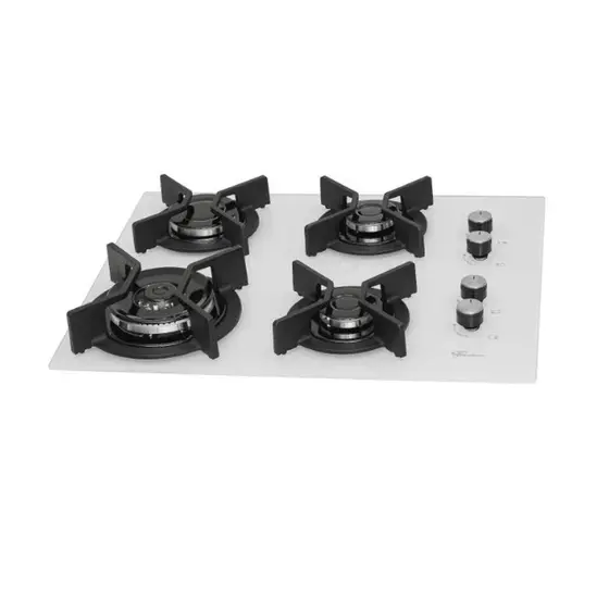Cooktop Gás 4 Bocas Fischer Tripla Chama Trempe de Ferro Fundido Branco Bivolt Infinity 62936