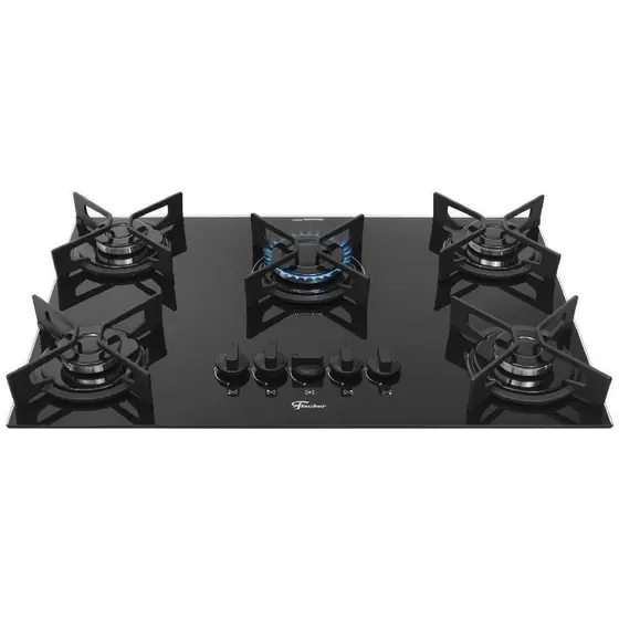 Cooktop Gás 5 Bocas Fischer Tripla Chama Trempe Iron Bivolt Fit Line