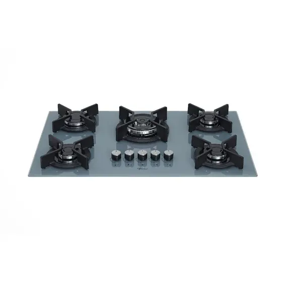 Cooktop Gás 5 Bocas Fischer Tripla Chama Trempe de Ferro Fundido Cor Eiger Bivolt Infinity 82005