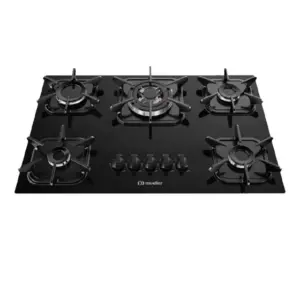Cooktop Gás 5 Bocas Mueller Tripla Chama Mesa de Vidro Bivolt