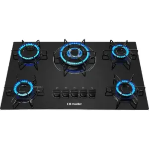 Cooktop Gás 5 Bocas Mueller Tripla Chama Preto Bivolt MCG135BG1