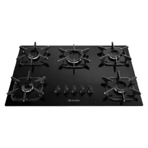Cooktop Gás 5 Bocas Mueller Ultra Chama Mesa de Vidro Preto Bivolt