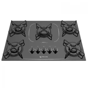 Cooktop Gás 5 Bocas Atlas Acendimento Superautomático Mesa de Vidro Preto Bivolt Agile Up Glass Cooktop Gás 5 Bocas Atlas Acendimento Superautomático Mesa de Vidro Preto Bivolt Agile Up Glass
