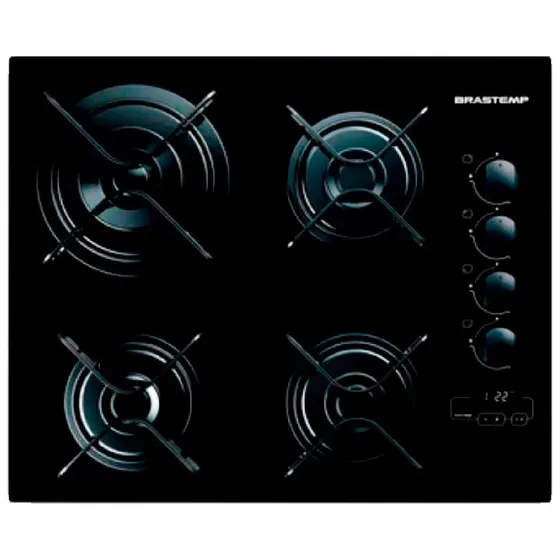 Cooktop Gás 4 Bocas Brastemp Acendimento Super Automático Touch Timer Mega Chama Preto BDT62AE