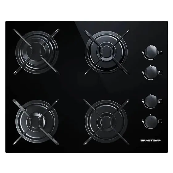 Cooktop Gás 4 Bocas Brastemp Vidro Preto Chama Rápida Bivolt Ative